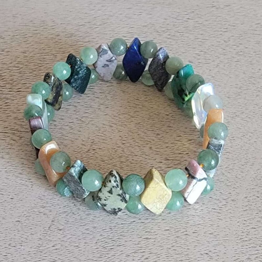 Princess Cut Semi Precious Stretch Bracelet